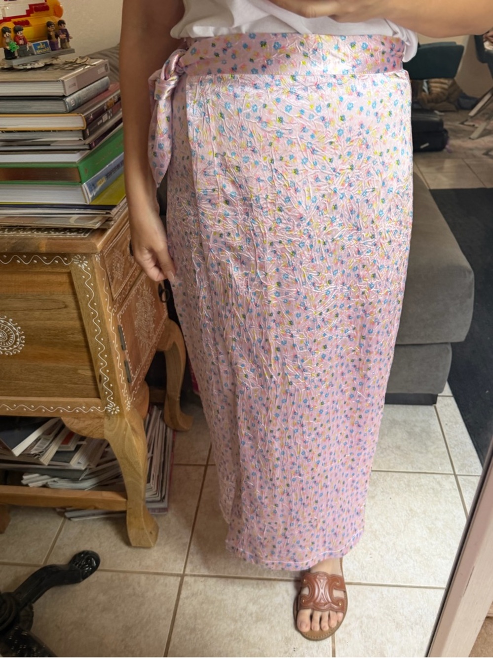 Bimba y Lola Pink Floral Wrap Midi Skirt